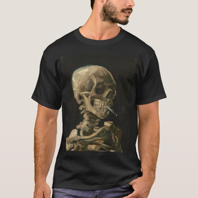 Vincent Van Gogh - Skull with Burning Cigarette T-Shirt (Front)
