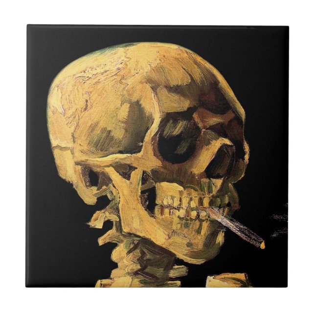 Vincent Van Gogh - Skull With Burning Cigarette Tile (Front)