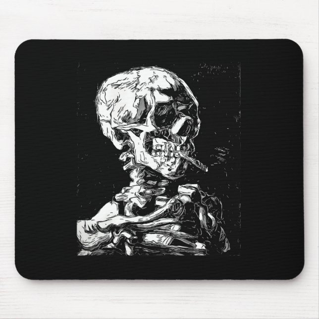 Vincent Van Gogh Skull With Cigarette Skeleton Hal Mouse Mat (Front)