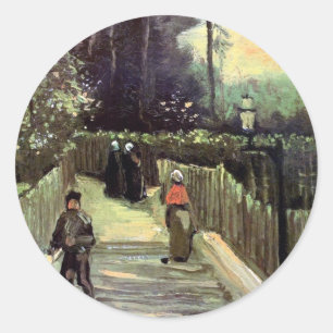 Vincent Van Gogh - Sloping Path In Montmartre Classic Round Sticker
