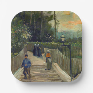 Vincent van Gogh - Sloping Path in Montmartre Paper Plate
