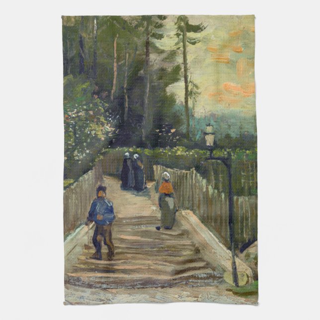 Vincent van Gogh - Sloping Path in Montmartre Tea Towel (Vertical)