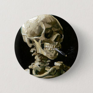 Vincent van Gogh Smoking Skeleton 6 Cm Round Badge