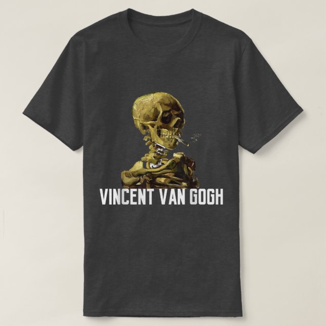 Vincent Van Gogh  Smoking Skeleton  T-Shirt (Design Front)