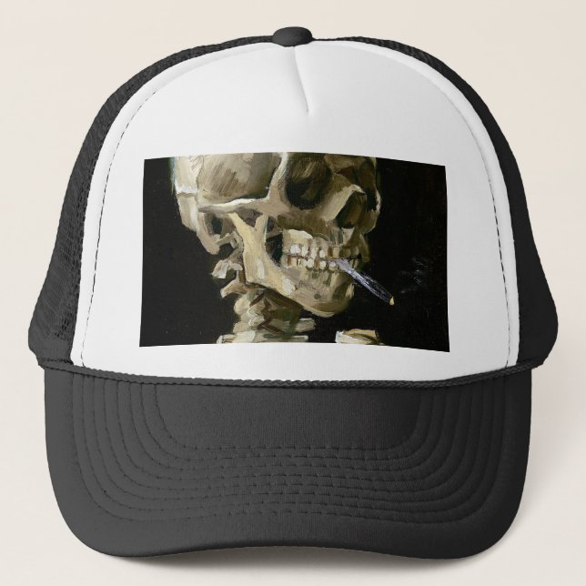 Vincent van Gogh Smoking Skeleton Trucker Hat (Front)