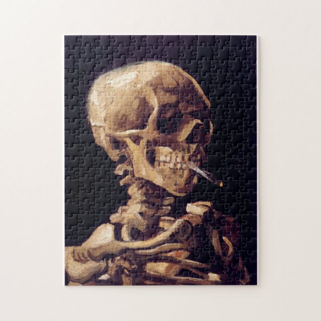 Vincent Van Gogh - Smoking Skull Skeleton Jigsaw Puzzle (Vertical)