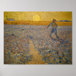 Vincent Van Gogh Sower at Sunset Art Painting Poster