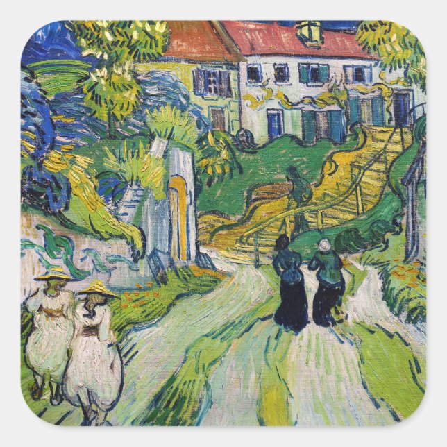 Vincent van Gogh - Stairway at Auvers Square Sticker (Front)