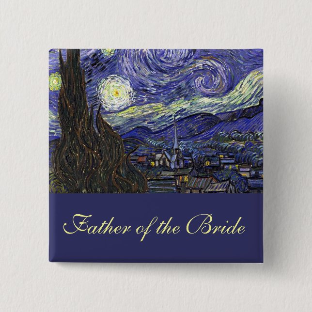 Vincent van Gogh, Starry Night 15 Cm Square Badge (Front)
