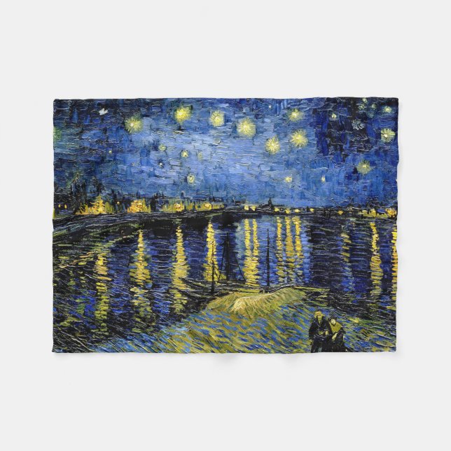 Vincent Van Gogh Starry Night 1888 Fleece Blanket (Front (Horizontal))