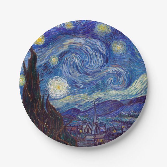 VINCENT VAN GOGH - Starry night 1889 Paper Plate (Front)