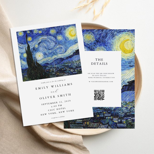 Vincent Van Gogh Starry Night All in One Wedding Invitation (Creator Uploaded)
