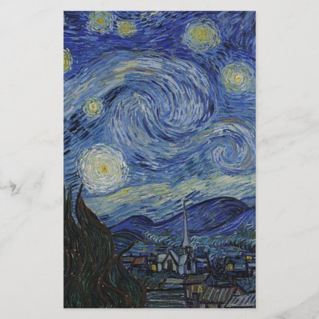 Vincent Van Gogh - Starry Night. Art Painting Stationery (Front)
