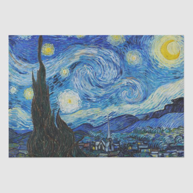 Vincent Van Gogh Starry Night Blue Yellow Tissue Paper (Front)