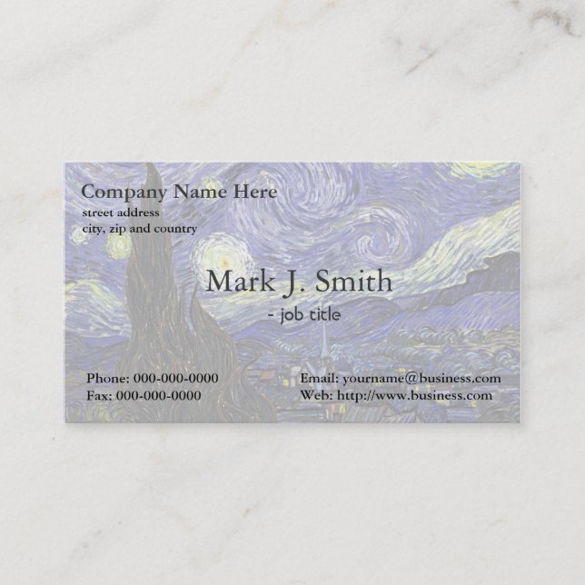 Vincent van Gogh, Starry Night Business Card (Front)