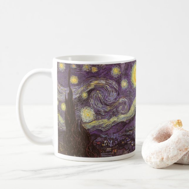 Vincent van Gogh - Starry Night Coffee Mug (With Donut)