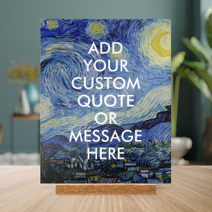Vincent Van Gogh Starry Night Custom Quote Acrylic Sign
