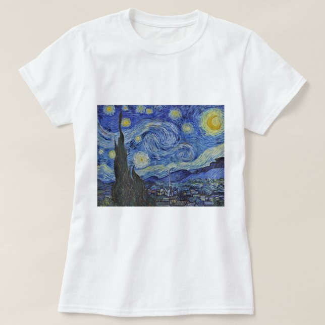 Vincent van Gogh Starry Night GalleryHD Fine Art T-Shirt (Design Front)