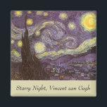 Vincent van Gogh - Starry Night Magnet<br><div class="desc">Starry Night (1889) by Vincent van Gogh is a vintage post impressionism fine art landscape nature painting. A view of a city in a valley at night with the clouds swirling, the stars shining and a beautiful golden yellow crescent moon. It was painted during the day from memory and is...</div>