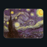 Vincent van Gogh - Starry Night Magnet<br><div class="desc">Starry Night (1889) by Vincent van Gogh is a vintage post impressionism fine art landscape nature painting. A view of a city in a valley at night with the clouds swirling, the stars shining and a beautiful golden yellow crescent moon. It was painted during the day from memory and is...</div>