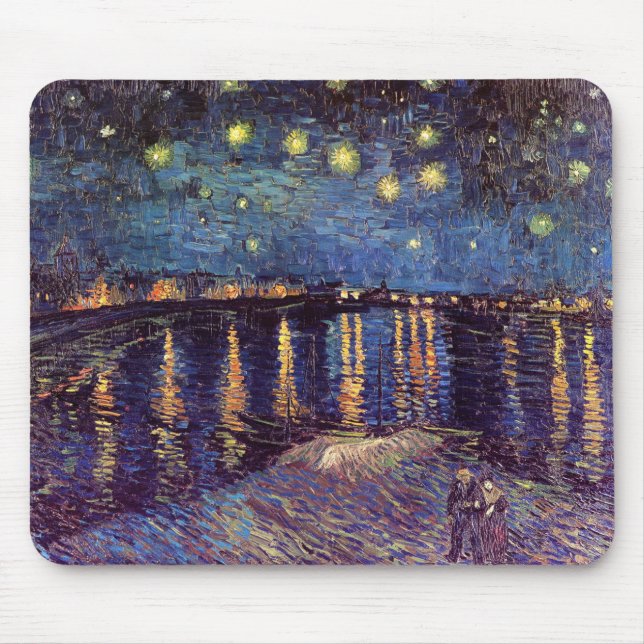 Vincent Van Gogh - Starry Night on Rhone Mouse Mat (Front)