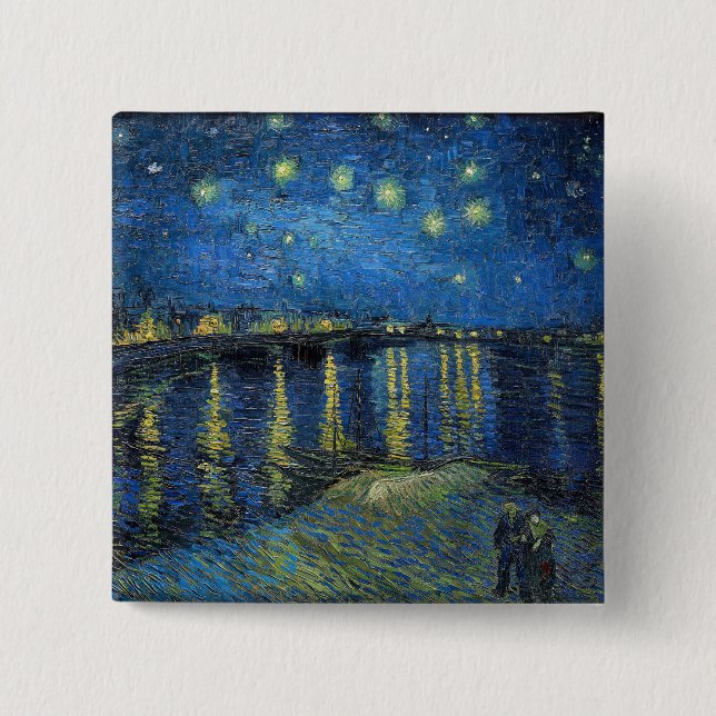 Vincent van Gogh - Starry Night Over the Rhone 15 Cm Square Badge (Front)