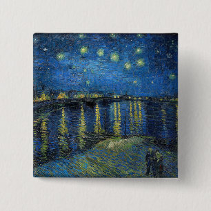 Vincent Van Gogh - Starry Night Over the Rhone 15 Cm Square Badge
