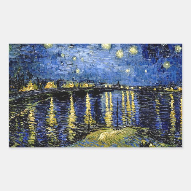 Vincent Van Gogh Starry Night Over the Rhone 1888 Rectangular Sticker (Front)