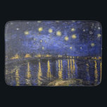 Vincent Van Gogh Starry Night Over The Rhone Bath Mat<br><div class="desc">Vincent Van Gogh Starry Night Over the Rhone Starry Night Over the Rhone (September 1888) is one of Vincent van Gogh's paintings of Arles at night time in Arles. It was painted at a spot on the bank of the Rhone River that was only a one or two-minute walk from...</div>