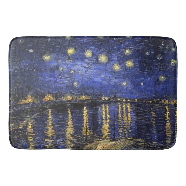 Vincent Van Gogh Starry Night Over The Rhone Bath Mat (Front)
