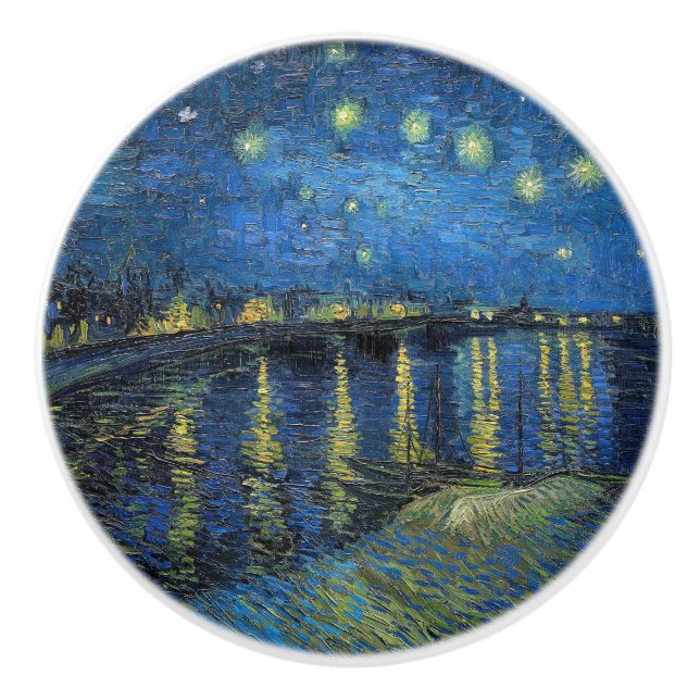 Vincent van Gogh - Starry Night Over the Rhone Ceramic Knob (Front)