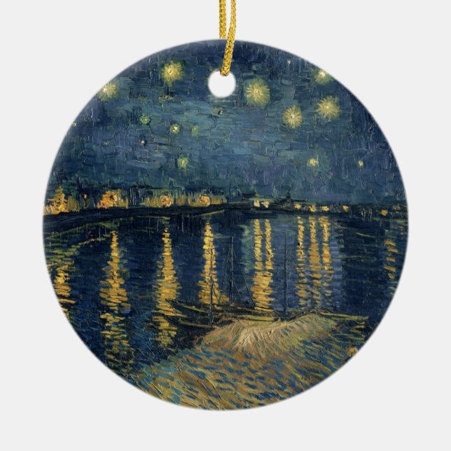 Vincent van Gogh | Starry Night Over the Rhone Ceramic Tree Decoration (Front)