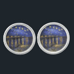 Vincent Van Gogh Starry Night Over The Rhone Cufflinks<br><div class="desc">Vincent Van Gogh Starry Night Over the Rhone Starry Night Over the Rhone (September 1888) is one of Vincent van Gogh's paintings of Arles at night time in Arles. It was painted at a spot on the bank of the Rhone River that was only a one or two-minute walk from...</div>