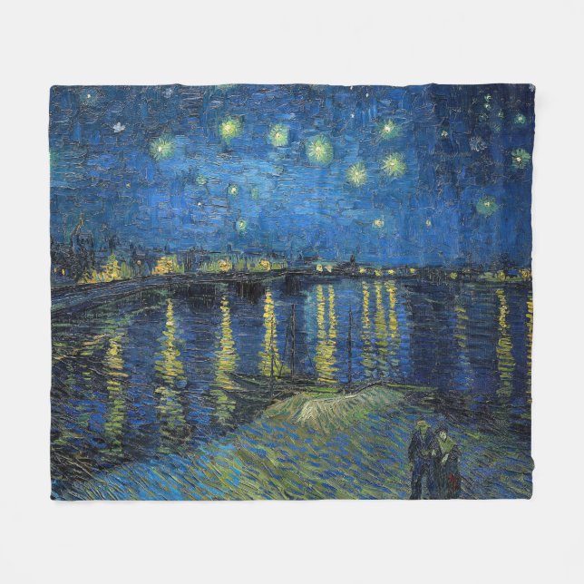 Vincent van Gogh - Starry Night Over the Rhone Fleece Blanket (Front (Horizontal))