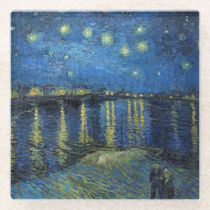 Vincent van Gogh - Starry Night Over the Rhone Glass Coaster