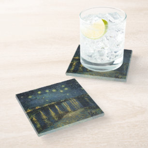 Vincent van Gogh   Starry Night Over the Rhone Glass Coaster