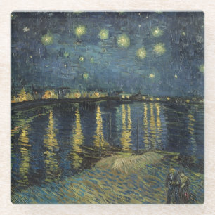 Vincent van Gogh   Starry Night Over the Rhone Glass Coaster