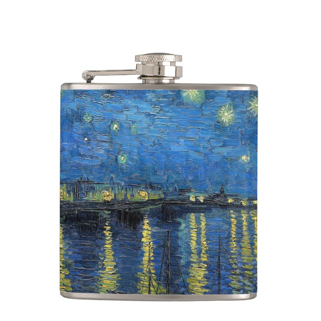 Vincent van Gogh - Starry Night Over the Rhone Hip Flask (Front)