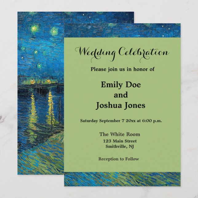 Vincent Van Gogh Starry Night Over the Rhone Invitation (Front/Back)