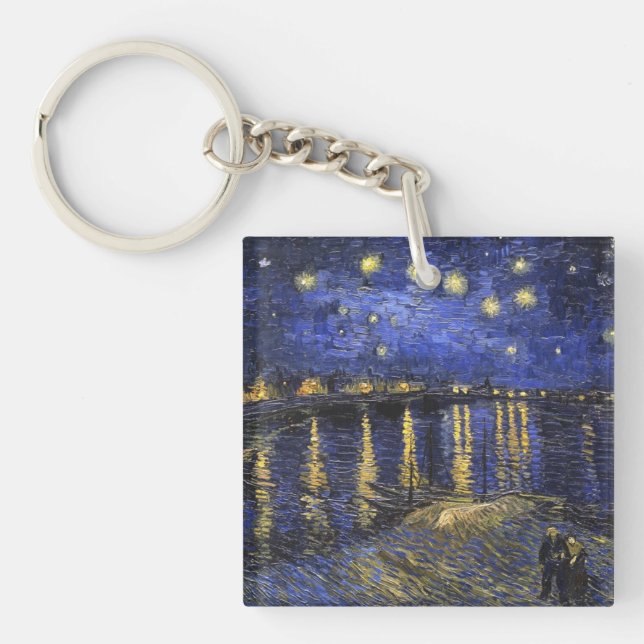 Vincent Van Gogh Starry Night Over The Rhone Key Ring (Front)