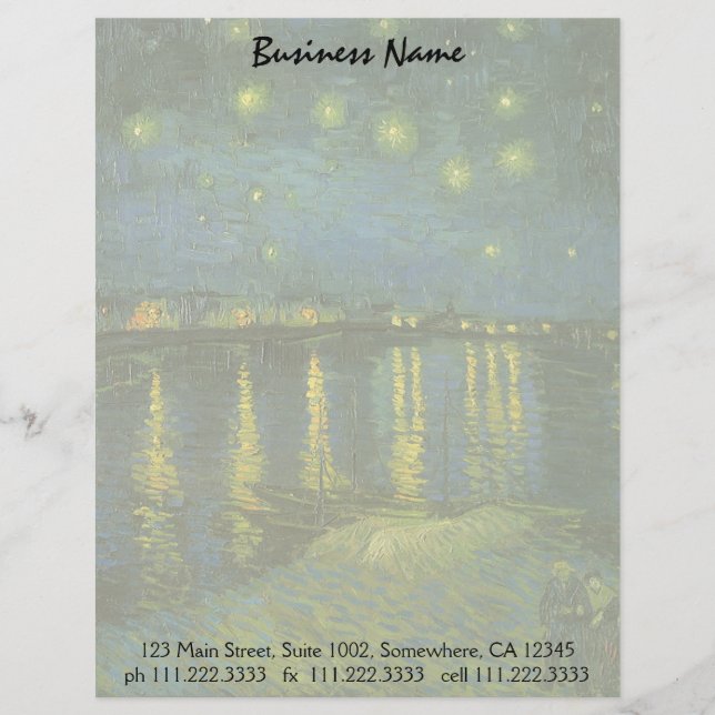 Vincent van Gogh - Starry Night Over the Rhone Letterhead (Front)