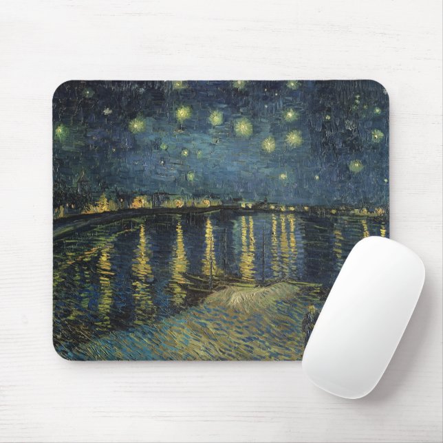 Vincent van Gogh | Starry Night Over the Rhone Mouse Mat (With Mouse)