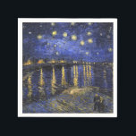 Vincent Van Gogh Starry Night Over The Rhone Napkin<br><div class="desc">Vincent Van Gogh Starry Night Over the Rhone Starry Night Over the Rhone (September 1888) is one of Vincent van Gogh's paintings of Arles at night time in Arles. It was painted at a spot on the bank of the Rhone River that was only a one or two-minute walk from...</div>