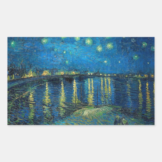 Vincent Van Gogh Starry Night Over the Rhone Rectangular Sticker (Front)