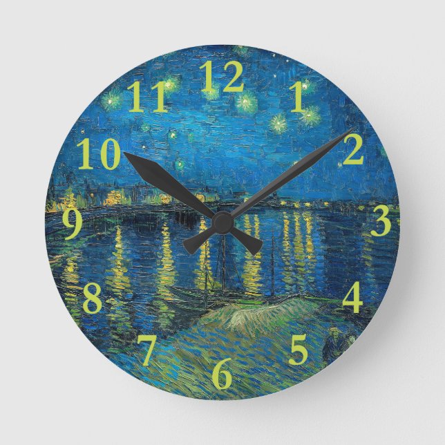 Vincent Van Gogh Starry Night Over the Rhone Round Clock (Front)