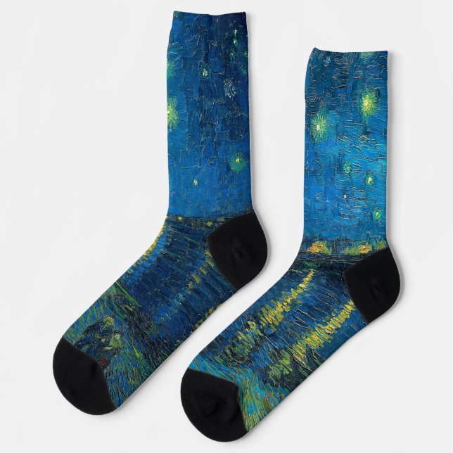 Vincent Van Gogh Starry Night Over the Rhone Socks (Left)