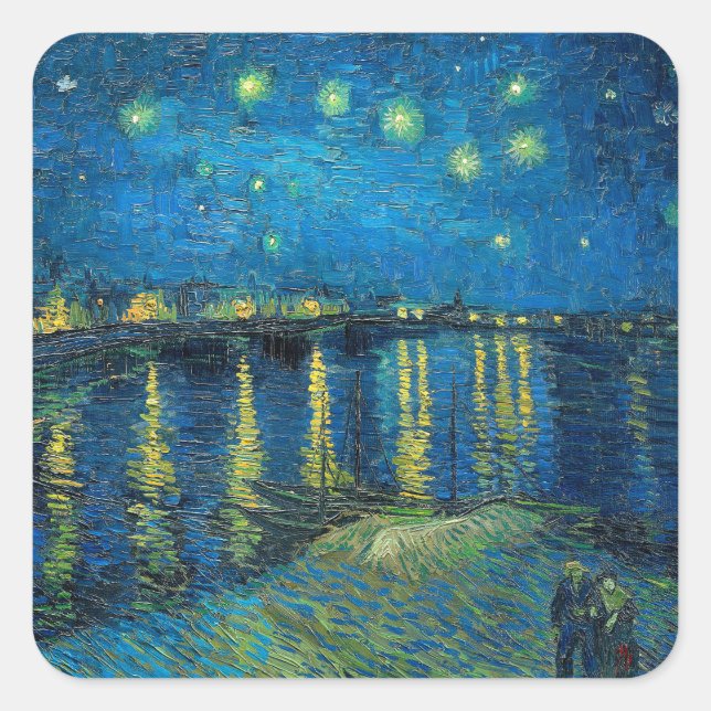 Vincent Van Gogh Starry Night Over the Rhone Square Sticker (Front)