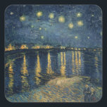 Vincent van Gogh | Starry Night Over the Rhone Square Sticker<br><div class="desc">Image Collection Number:  XIR60960  The Starry Night,  1888 (oil on canvas). Gogh,  Vincent van (1853-90) oil on canvas. Musee d'Orsay,  Paris,  France Giraudon.  1888</div>