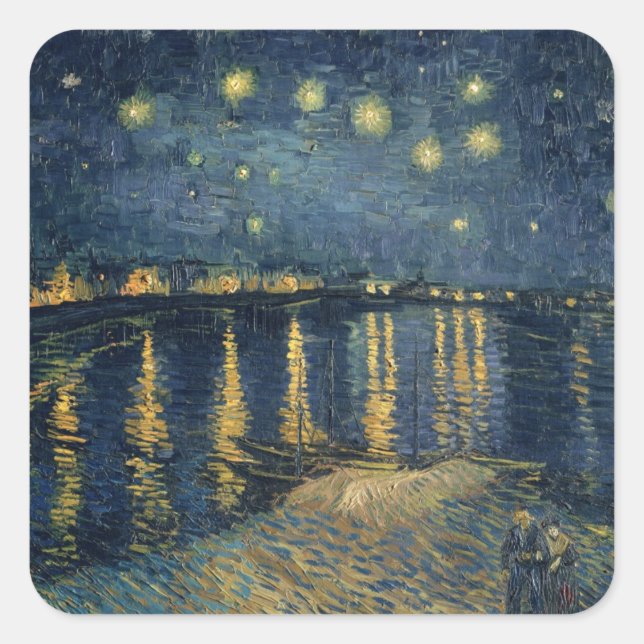 Vincent van Gogh | Starry Night Over the Rhone Square Sticker (Front)