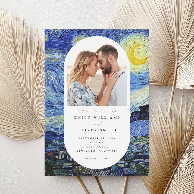 Vincent Van Gogh Starry Night Photo Wedding Invitation (Creator Uploaded)